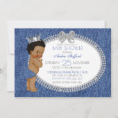 Invitation Petit Prince Bébé Garçon Denim & Diamants (Devant)