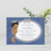 Invitation Petit Prince Bébé Garçon Denim & Diamants (Debout devant)
