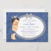 Invitation Petit Prince Bébé Garçon Denim & Diamants (Devant)