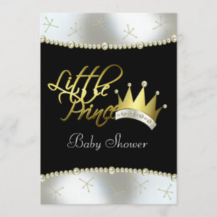 Invitation Petit prince élégant baby shower de noir et d'or