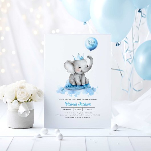 Invitation Petit Prince Eléphant C'est un Baby shower garçon