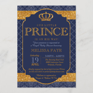 Invitation Petit Prince Royal Navy Blue Gold Baby shower