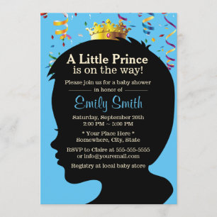 Invitation Petit Prince Silhouette Confetti Baby shower garço