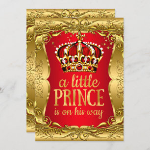 Invitation Petit Prince sur son chemin Baby shower Gold Red