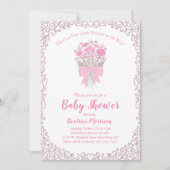 Invitation Petit Princesse Bébé Fille Douche Argent Couronne (Devant)