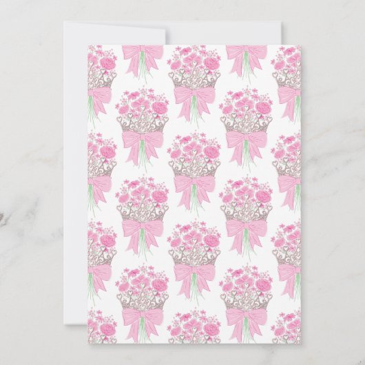 Invitation Petit Princesse Bébé Fille Douche Argent Couronne (Dos)