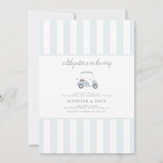 Invitation Petit putter de golf bleu sur le chemin (Devant)