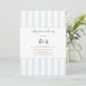 Invitation Petit putter de golf bleu sur le chemin (Debout devant)