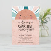 Invitation Petit Rayon De Baby shower Rose Soleil (Debout devant)