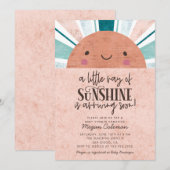 Invitation Petit Rayon De Baby shower Rose Soleil (Devant / Derrière)