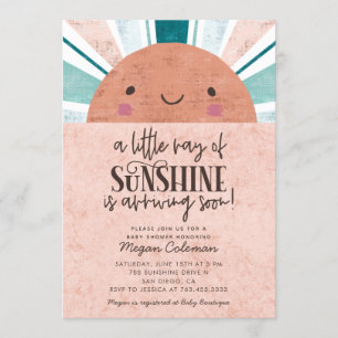 Invitation Petit Rayon De Baby shower Rose Soleil