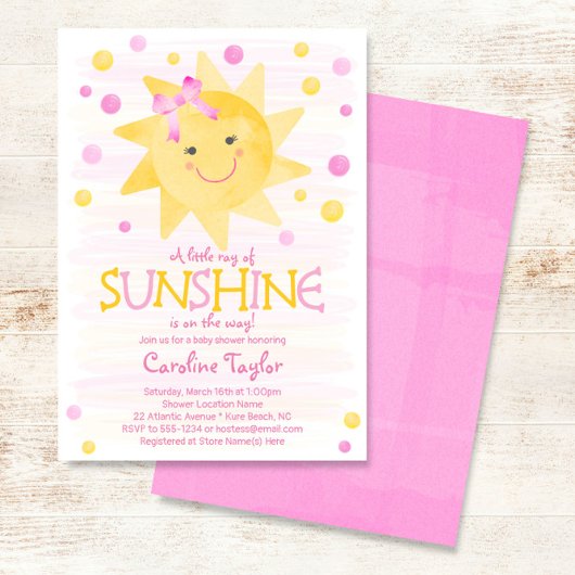 Invitation Petit rayon de soleil Baby shower d'aquarelle