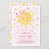 Invitation Petit rayon de soleil Baby shower jaune rose (Devant / Derrière)