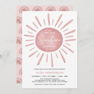 Invitation Petit rayon de soleil Boho rose Baby shower solair