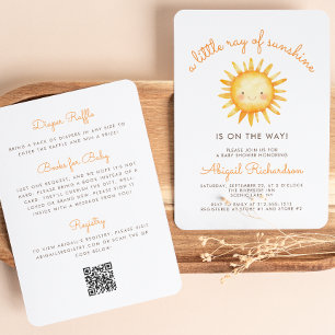 Invitation Petit Rayon de Soleil Code QR Baby Shower