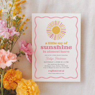 Invitation Petit rayon de soleil rétro fille Baby Shower