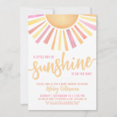 Invitation Petit Rayon Rose Du Baby shower Soleil (Devant)