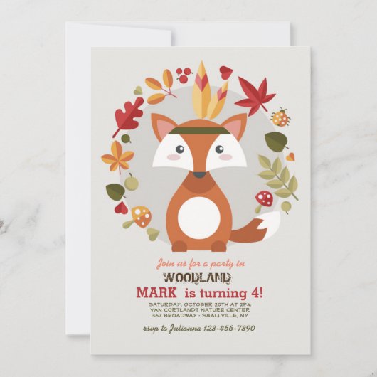 Invitation Petit Renard Brun (Devant)