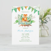 Invitation Petit renard dans le Baby shower d'aquarelle de la (Debout devant)