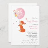 Invitation Petit renard mignon volant avec ballon (Devant / Derrière)