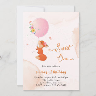 Invitation Petit renardeau volant avec ballon