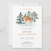 Invitation Petit renne Baby shower de Noël d'hiver neige (Devant)