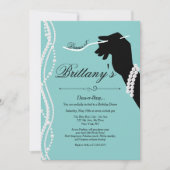 Invitation Petit Robe Noire Bleu Glam Anniversaire Dîner (Devant)