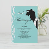 Invitation Petit Robe Noire Bleu Glam Anniversaire Dîner (Debout devant)