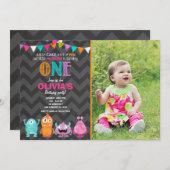 Invitation Petit rose de fille d'invitation de fête (Devant / Derrière)