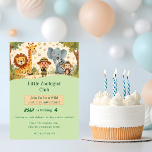 Invitation Petit safari d'animaux pour enfants de zoologiste