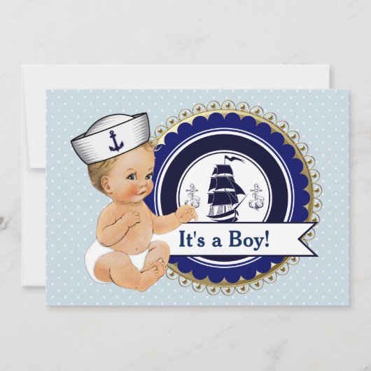 Invitation Petit Sailor Baby Boy Baby shower nautique (Devant)
