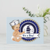 Invitation Petit Sailor Baby Boy Baby shower nautique (Debout devant)