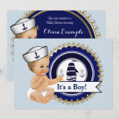 Invitation Petit Sailor Baby Boy Baby shower nautique (Devant / Derrière)
