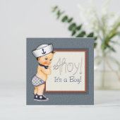 Invitation Petit Sailor Boy Blue Baby shower nautique (Debout devant)