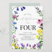 Invitation Petit script Fleur sauvage Anniversaire (Devant / Derrière)