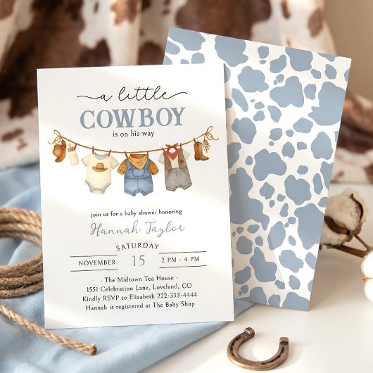 Invitation Petit Shower de Bébé Cowboy de l'Ouest