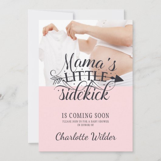 Invitation Petit Sidekick Baby Bump Rose Girl (Devant)