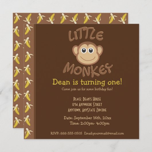 Invitation Petit singe (Devant / Derrière)