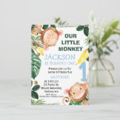 Invitation Petit Singe Cheeky Bananes Garçons 1er anniversair (Debout devant)