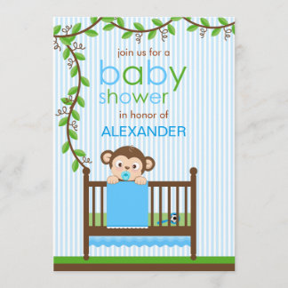 Invitation Petit singe dans un Baby shower de bébé