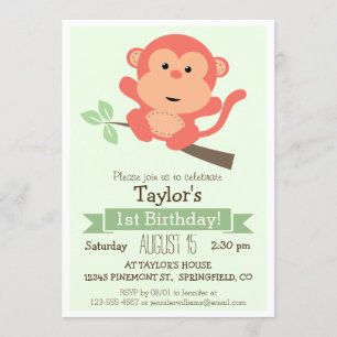 Invitation Petit singe, fête d'anniversaire de l'animal de la