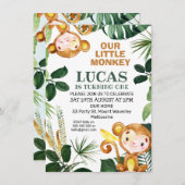 Invitation Petit Singe Garçons de verdure Anniversaire (Devant / Derrière)