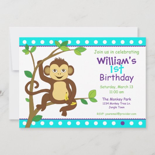 Invitation Petit singe mignon (Devant)