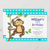 Invitation Petit singe mignon (Devant / Derrière)