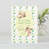 Invitation Petit Singe Premier Anniversaire Banana Peels Gree (Debout devant)