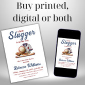 Invitation Petit Slugger Blue Boy Sport Baby shower de baseba