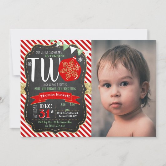 Invitation Petit Snowflake Turning 2 ! Noël 2 Anniversaire (Devant)