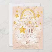 Invitation Petit Soleil Boho Arc-en-Ciel Étoile Dorée Anniver (Devant)