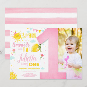Invitation Petit soleil Lemonade Rose Girl Lemon Anniversaire