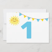 Invitation Petit Soleil Minimal Premier Enfant d'anniversaire (Dos)